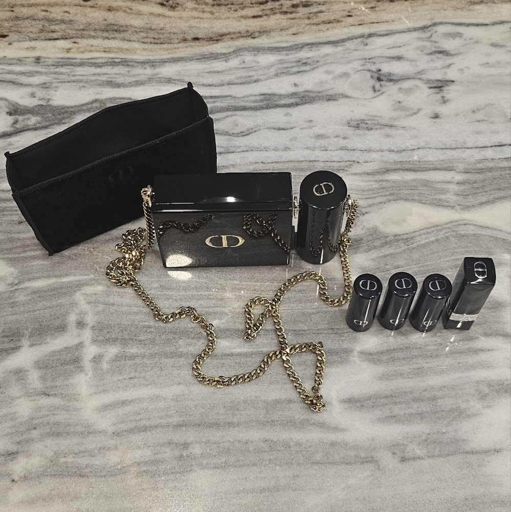 DIOR Rouge Minaudiere Limited Edition Lipstick and Clutch set black